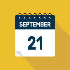 september 21 calendar icon vector illustration with design