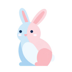 Fototapeta premium Cute pastel split-color rabbit icon for children's designs.