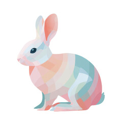 Geometric Pastel Rabbit Icon with Low Poly Faceted Design Art