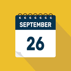 september 26 calendar icon vector illustration with design