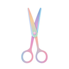 Open Pastel Rainbow Colored Scissors Vector Icon on Black Background