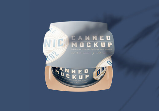 Packaging with Tin Cans Mockup