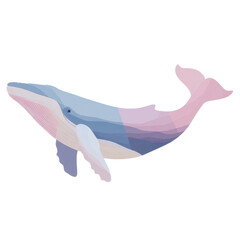 Gentle pastel colored whale illustration with smooth artistic gradient.
