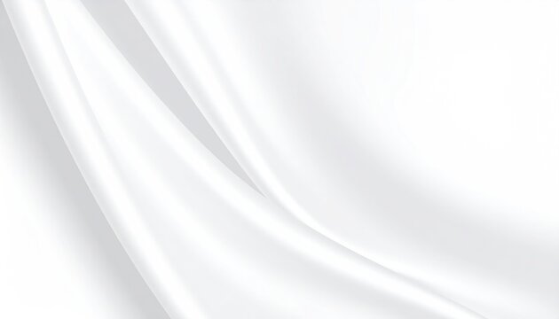 A smooth, white fabric draped with gentle folds creating a soft, flowing texture, suggestive of silk or satin. Light and shadow play