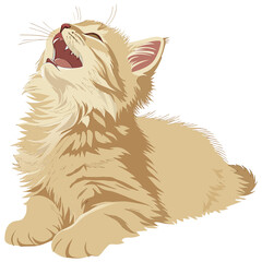 Obraz premium Adorable Cartoon Kitten Yawning Against a Black Background