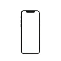 Sleek black smartphone with blank white screen, isolated on black background, showcasing its modern design and minimalist aesthetic