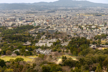Obraz premium Wakakusayama Hill, Nara panoramic view, Nara City, Japan