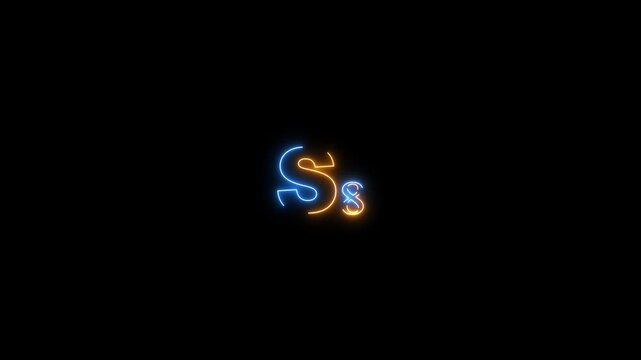 Neon sign of chemical formula S8 on black background sulfur chemistry