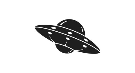 A classic flying saucer design presented in a striking black silhouette
