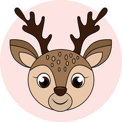 Illustration of a cartoon deer head