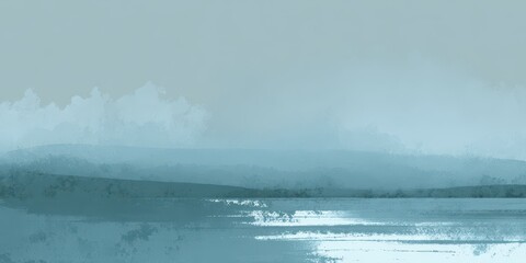 Misty Landscape: Tranquil scene captures a serene lake at dusk, embraced by soft, dreamlike atmosphere.