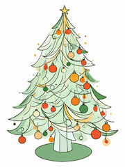christmas tree with ornaments cartoon vector illustration
