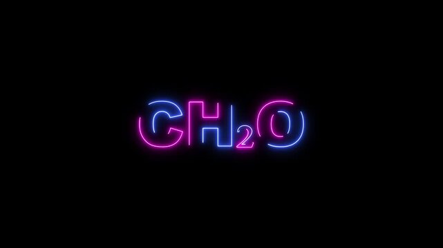 Neon chemical formula C H2 O in blue and pink on black background CH2O formaldehyde