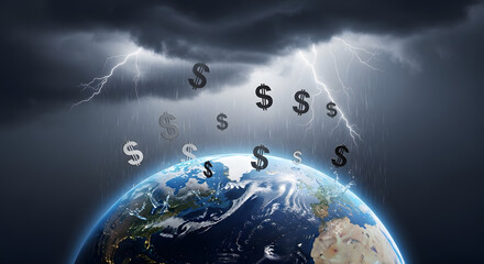 Economic Storm Over Earth: Financial Crisis and Global Instability Concept