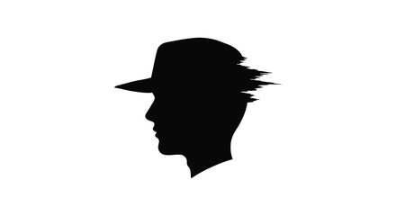A striking profile depiction of a man wearing a hat silhouette