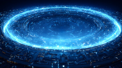 communication gadget glowing with futuristic digital interface and holographic waves