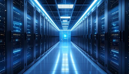 Server room interior, futuristic