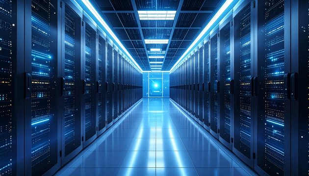 Server room interior, futuristic