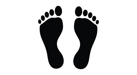 Black footprints on a white background simple design foot impressions silhouette