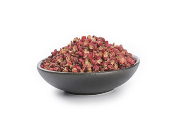 Sichuan Red Peppercorns Hanyuan Pepper in Bowl White Background Chinese Spice Cooking Ingredient