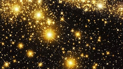 Golden Starry Night, A Glittering Galaxy of Celestial Sparkles and Shimmers