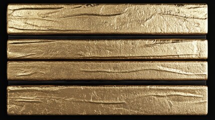 Elevated close-up showcasing horizontal gold bars against a sleek black background creating a luxurious and elegant presentation