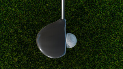 ゴルフ練習場でボールをウッドドライバーで打った瞬間のボールが凹むイメージ
