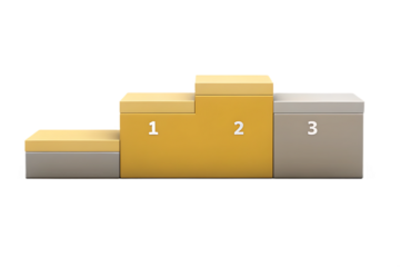 Linear Award Podium with Gold and Silver Boxes Numbered 123 winner first place isolated on a transparent background
