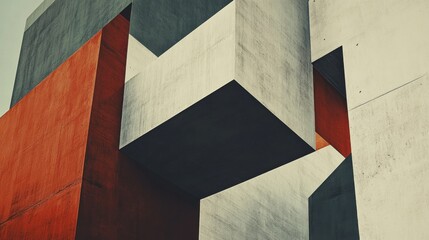 Architectural composition featuring interlocking concrete blocks, a modern design