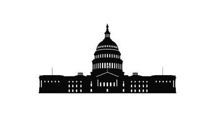 Dramatic black silhouette of the united states capitol building silhouette