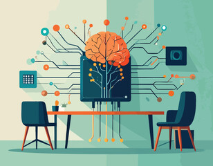 Innovative Neuromorphic Chip Technology A Conceptual Visualization of Artificial Intelligence, Brain-Inspired Computing, and Advanced Digital Processing Powering Future Tech