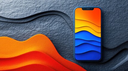 Striking Mobile Interface Design on Stone Texture Background Composition