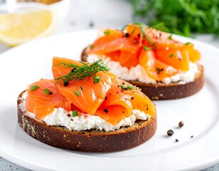 Smoked salmon and cream cheese toasts