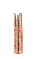 Fresh Yam Sticks Bundle on White Background - Organic Root Vegetable for Cooking