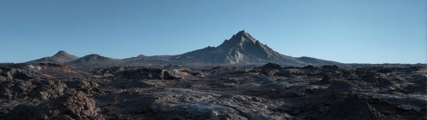 Majestic mountain view volcanic landscape hdr panoramic photography clear sky