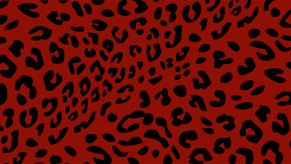 Red and black leopard skin texture. Animal print background. Luxury wallpaper.