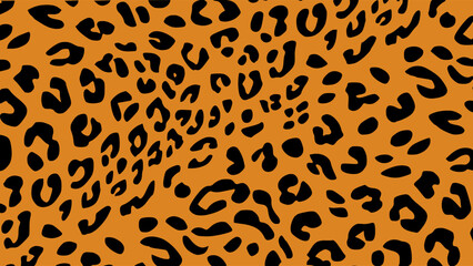 Orange and black leopard skin texture. Animal print background. Luxury wallpaper.