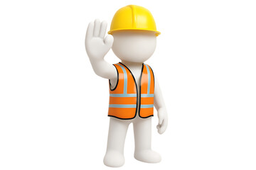 3D construction worker with helmet illustration