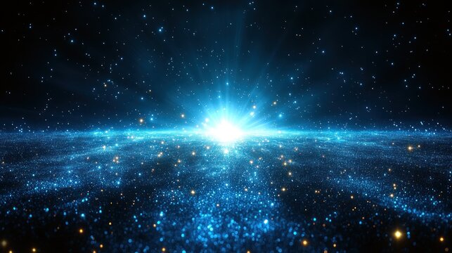 Elegant and dreamy cosmic background with radiant light and sparkling dust