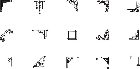 Decorative corner vector set: vintage frame borders, ornament elements, design assets eps silhouette