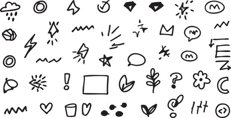 Hand drawn doodle vector pack: sketchy icons, elements and symbols eps silhouette