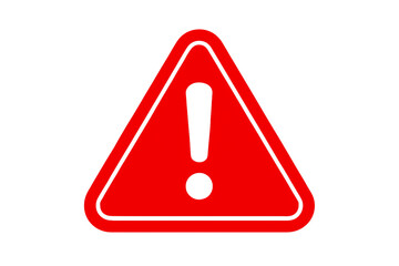 Red exclamation mark warning sign isolated on white background