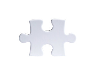 Obraz premium A single, off-white, glossy puzzle piece, rendered in 3D, with slightly raised edges, set against a black background