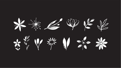 Floral vector pack: hand-drawn flowers and leaves for graphic design eps silhouette