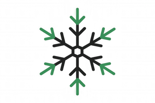 Snowflake icon representing cold, winter, or hvac cooling system with arrows indicating lowering temperature