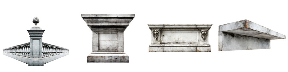 Fototapeta premium Architectural Marble Elements: Isolated Design Components for Building Facades and Landscapes