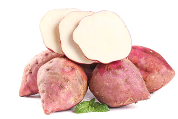 Red Skinned Potatoes Sliced White Background Fresh Vegetables Food Photography