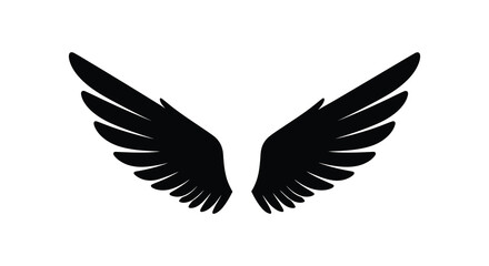 Black wings spread wide against a white background striking silhouette