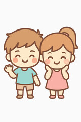 Couple Sticker, Boy and Girl Holding Hands Cartoon Vector"