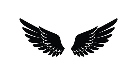 Dramatic black wings spread gracefully a striking visual silhouette